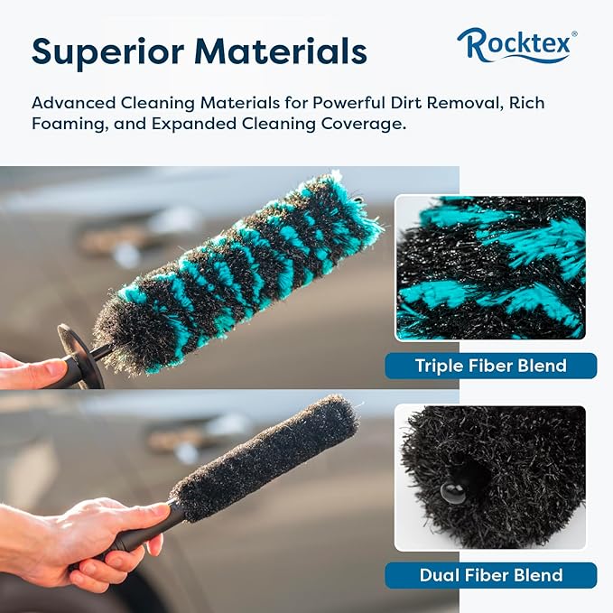 Wheel Brush Set – 3 Sizes Multi-Fiber Blend, Non-Scratch Design for Car & Motorcycle Rims, Spokes, Barrels, Brake Dust, Tight Gaps, Eco-Friendly Clean