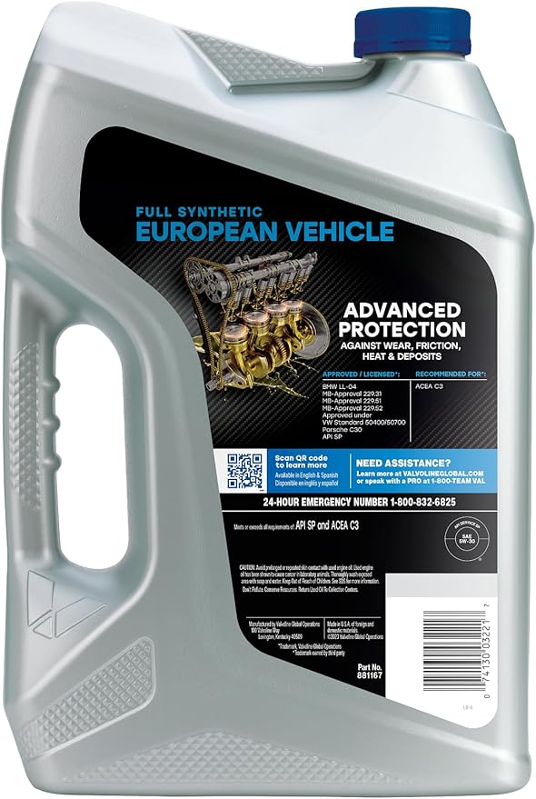 Valvoline European Vehicle Full Synthetic XL-III SAE 5W-30 Motor Oil 5 QT, Case of 3