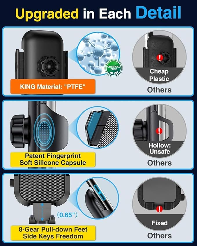 2025 Premium Universal Car Phone Mount 3-in-1 Upgraded Edition Compatible with Dashboard/Windshield/Vent/Truck Mounts Fits iPhone 17/16/15 Pro Max/14 and Samsung/Android Devices