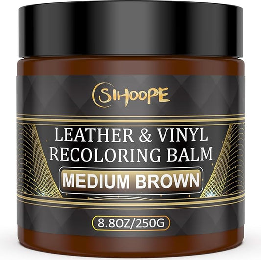 2025 New Advanced Leather Recoloring Balm,Medium Brown Leather Repair Kit for Furniture,Leather Dye Filler,Leather Color Restorer for Couches,Leather Scratch Remover for Car Interior