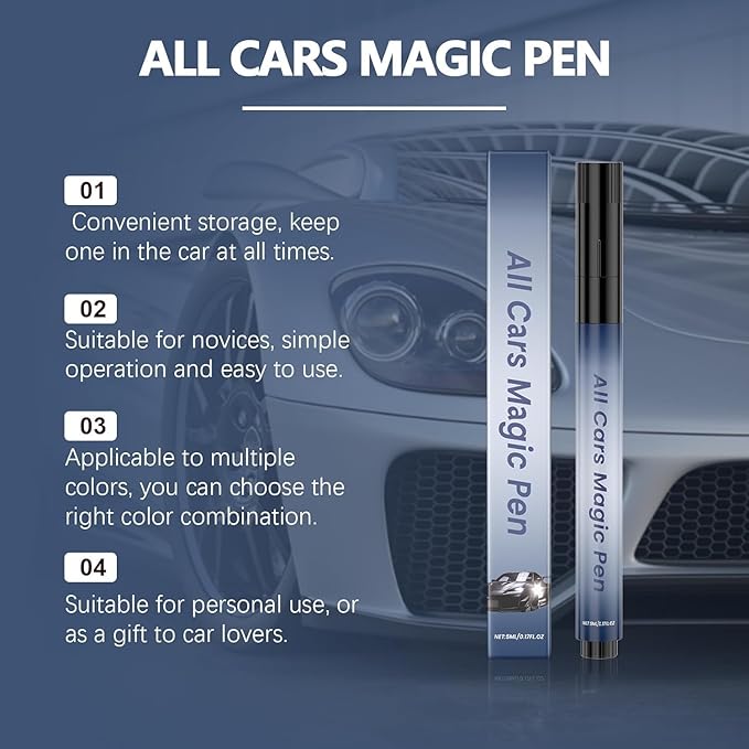 Magic Car Scratch Removal Pen (2Packs) - Quick Repair Kit for All Cars Paint Scratches, Chip & Scuff Remover, Easy 3-Step Touch Up Pen, Waterproof & UV Resistant for All Vehicle Colors