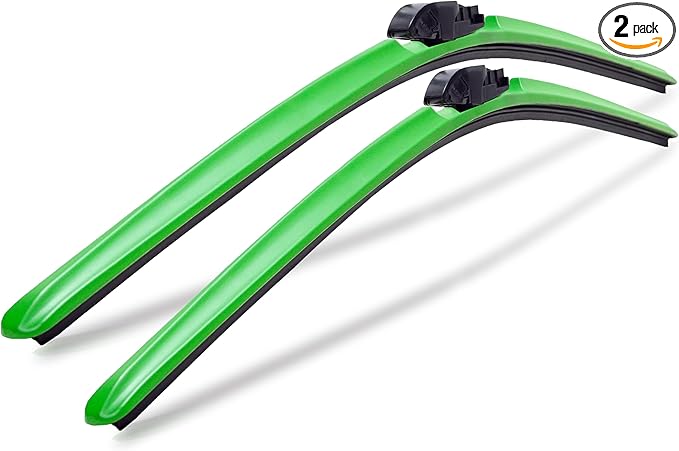 ClixWipers 20" + 20" (Set of 2) Green All Weather Premium Automotive Replacement Windshield Wiper Blades, Passenger and Driver Side Winter Wiper Blades for Various Car Models
