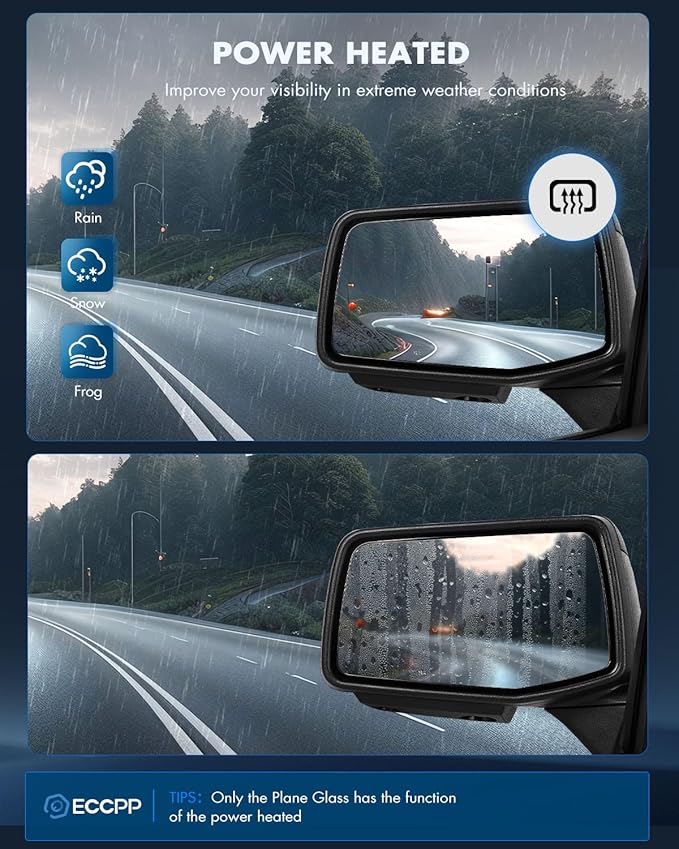 ECCPP Tow Mirrors Towing Mirrors Fit For 2019-2023 For GMC For Serria 1500 With Left Right Side With Power Heated light on cover puddle light Blind spot light Temp sensor Manual Folding