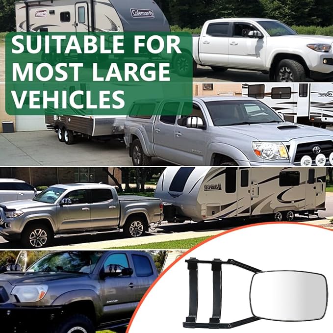 Mirror Extenders For Towing, Universal Clip-on Towing Mirrors 360 Degree Adjustable Extension Mirrors for Towing Trailer Truck, 2pcs