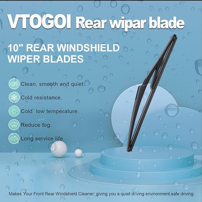 VTOGOI Original Factory Quality Rear Windshield Wiper Blades Replacement For Mini Cooper R50 R53 2001-2006,Mini Cooper R56 2006-2012,Easy To Install 10"(Pack of 1)