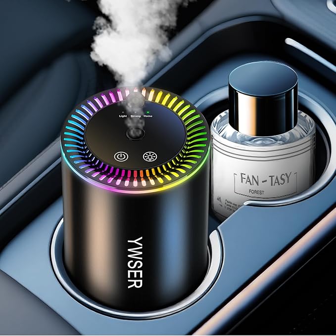 Smart Car Air Freshener, Car Air Freshener Diffuser with Starry Sky Projection and 50ml Perfume, Auto On/Off Intelligent, 3 Mode Adjustable Rechargeable Aroma Diffuser, Forest