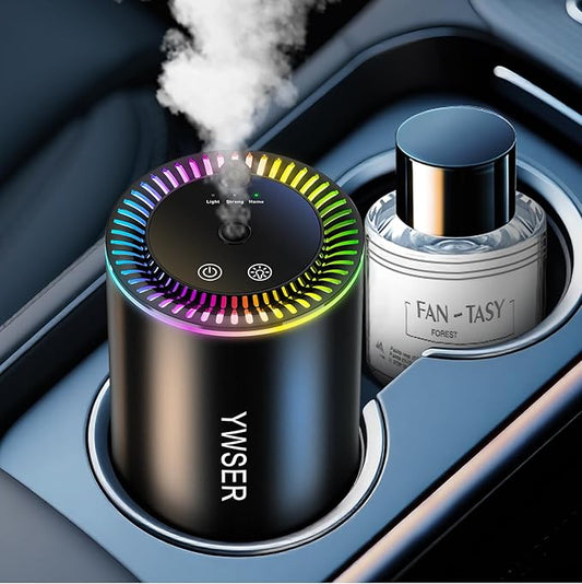 Smart Car Air Freshener, Car Air Freshener Diffuser with Starry Sky Projection and 50ml Perfume, Auto On/Off Intelligent, 3 Mode Adjustable Rechargeable Aroma Diffuser, Forest