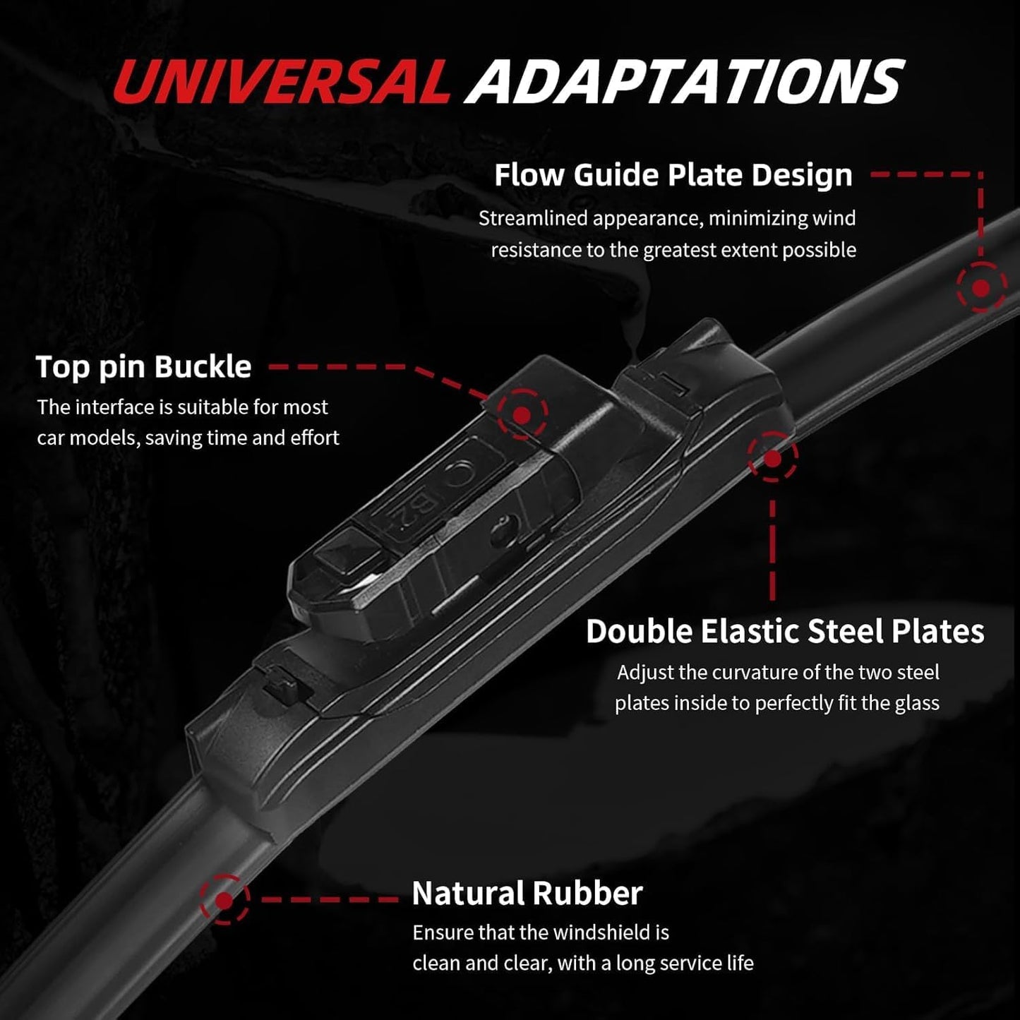 OTUAYAUTO Windshield Wiper Blades - Replacement for Audi Q5 2018 2019 2020 2021 2022 2023, Front and Rear Wipers Set, Top Lock - 24"+20"+15" (Pack of 3)