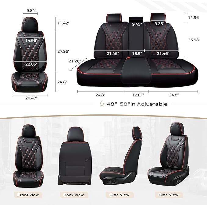 Coverado Car Seat Covers Full Set, Seat Covers for Cars, Waterproof Leather Automotive Seat Cover, Universal Car Interior Protectors Cushion for Most Cars