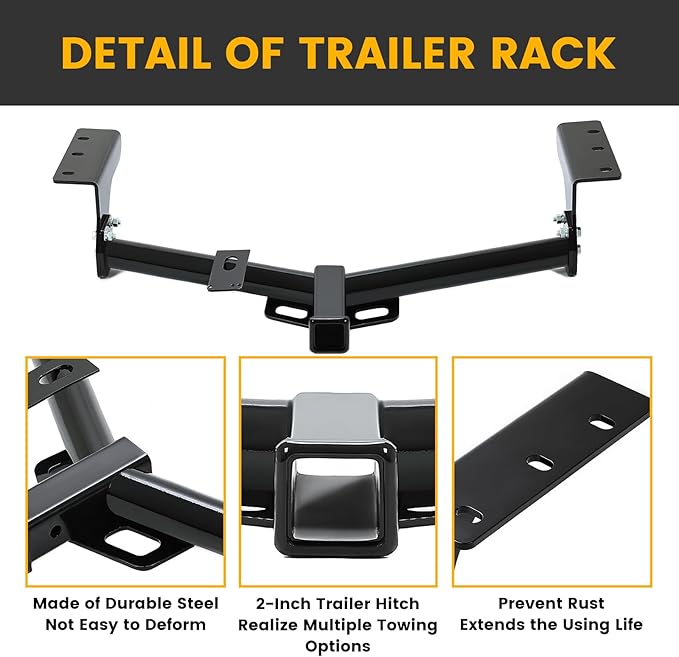 KUAFU Class 3 Trailer Hitch 2 Inch Receiver Compatible with 2006-2018 Toyota RAV4 Black Towing Hitch