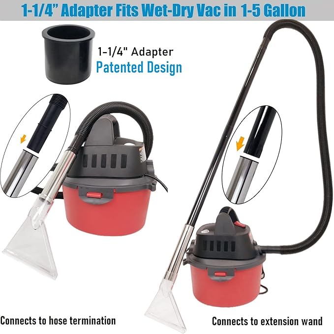 Happy Tree Universal Fit All Shop Vacs with 2-1/2" and 1-7/8" and 1-1/4" Adapters, Large 7-1/2" Extraction Accessory for Upholstery & Carpet Cleaning and Auto Detailing, Shop Vac Extractor Attachment
