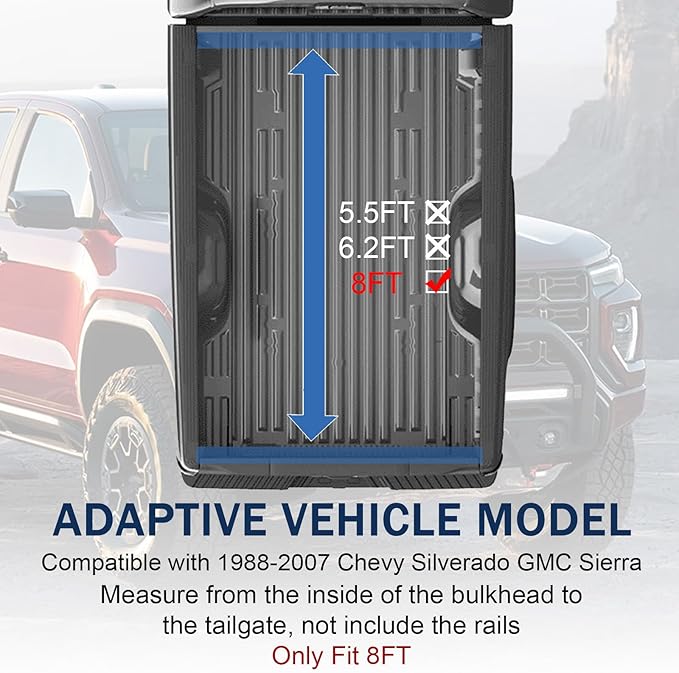 Hard Tri-Fold Truck Bed Tonneau Cover Compatible with 1988-2007 Chevy Silverado GMC Sierra 8FT Bed