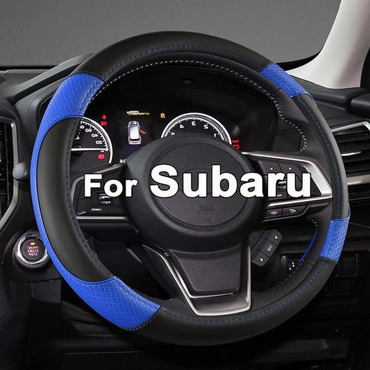 GIANT PANDA Customized Auto Steering Wheel Cover for Subaru Forester, Car Steering Wheel Cover for Subaru Outback and Crosstrek - Black+Blue