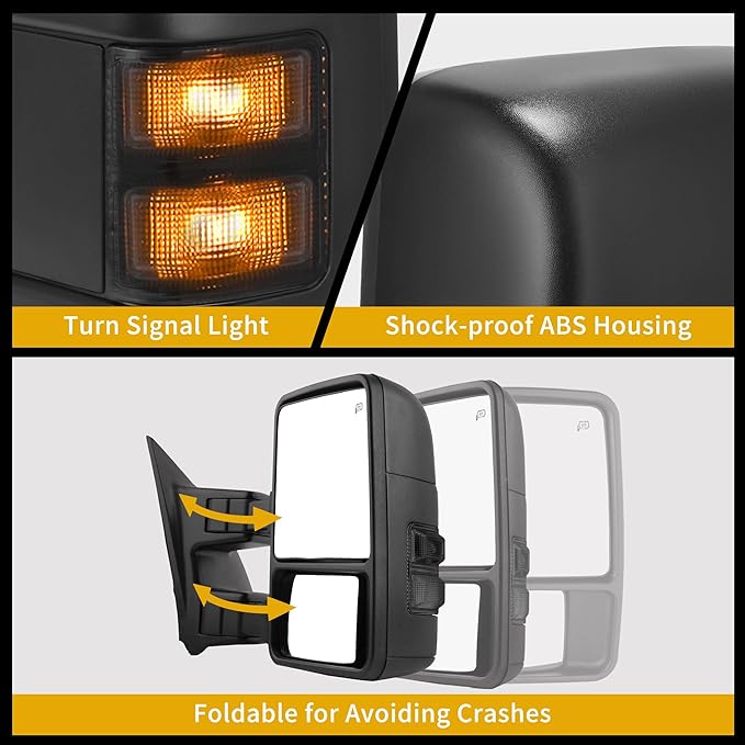 DWVO Towing Mirror fit 1999 2000 2001 2002 2003 2004 2005 2006 2007 F250/F350/F450/F550 Super Duty, 01-05 Excursion, Right Passenger Side Mirror with Power Adjusted Heated