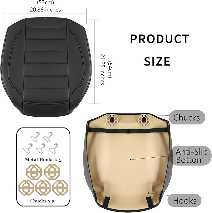 2 Pack Leather Front Car Seat Covers,Bottom Seat Covers for Cars,Driver Car Seat Cover,Luxury Seat Protectors,Waterproof,Full Wrap,for Most Vehicles,Sedan,Truck,SUV(Black)