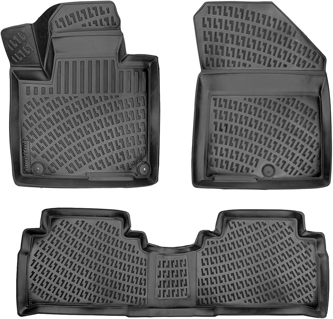Kia Sorento 2016-2020 Floor Mats 3D Custom Fit Compatible with Kia Sorento Rubber Car Mats Laser Measured 1st & 2nd Row Floor Liners All Weather Waterproof Odorless Non-Slip (Front & Rear)