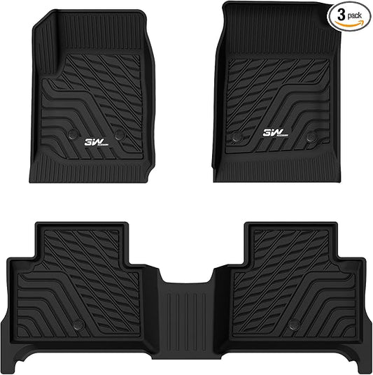 3W Floor Mats Fit for 2015-2022 Chevy Colorado Crew Cab/GMC Canyon Crew Cab, Full TPE All Weather Chevy Colorado Car Mats 1st & 2nd Row Custom Fit Accessories for Chevrolet/GMC, Black
