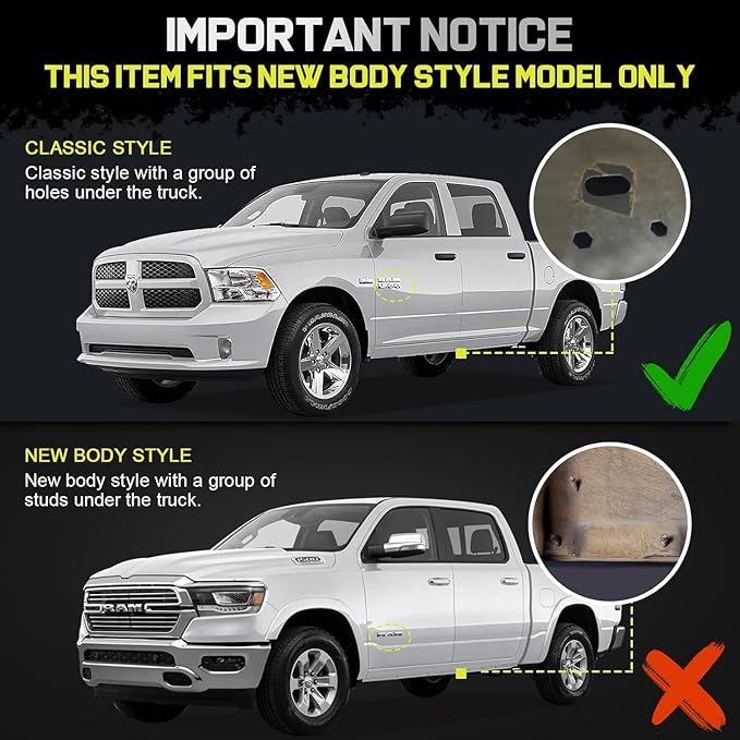 BINARY STAR Running Boards Compatible with Vehicle 2009-2018 Dodge Ram 1500 Crew Cab, 2010-2026 Ram 2500 3500 Crew Cab. 6 Inches Bed Access Side Step Made with Carbon Steel.