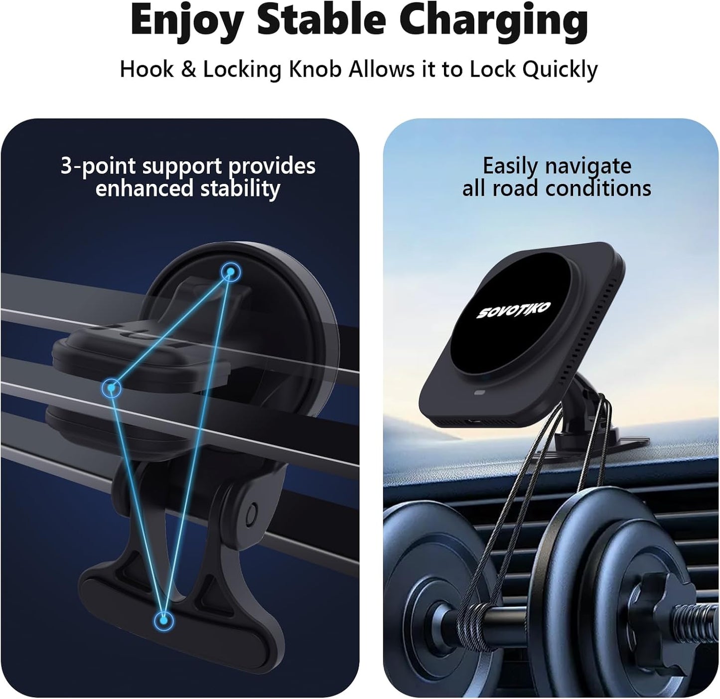 15W Magsafe Car Mount Charger, Magnetic Phone Holder for Car, Air Vent/Dashboard Wireless Charger for iPhone 16 15 14 13 12 Pro Max, Samsung Galaxy S25 Ultra S24 S23+, etc. Fast Charging