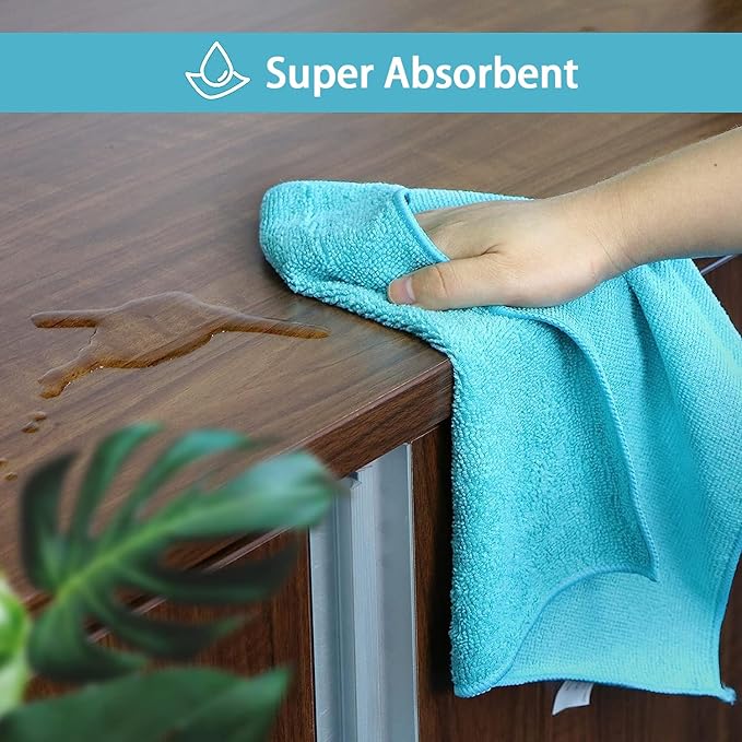 HOMEXCEL Microfiber Cleaning Cloth, 8 Pack Cleaning Rags, Cleaning Towels with 4 Color Assorted, 11.5"X11.5"(Green/Blue/Yellow/Pink)