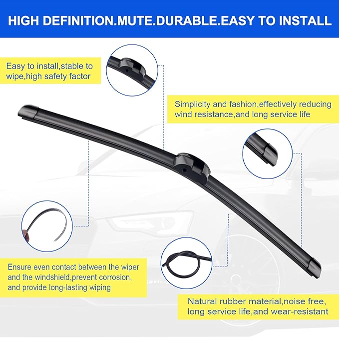 ANIKLUIM® 26"+26" Wiper Blades with 14" Rear Wiper Blade Set Replacement for 2011-2017.09 Porsche Cayenne Volkswagen Touareg Windshield Wipers Original Factory Quality (Pack of 3)