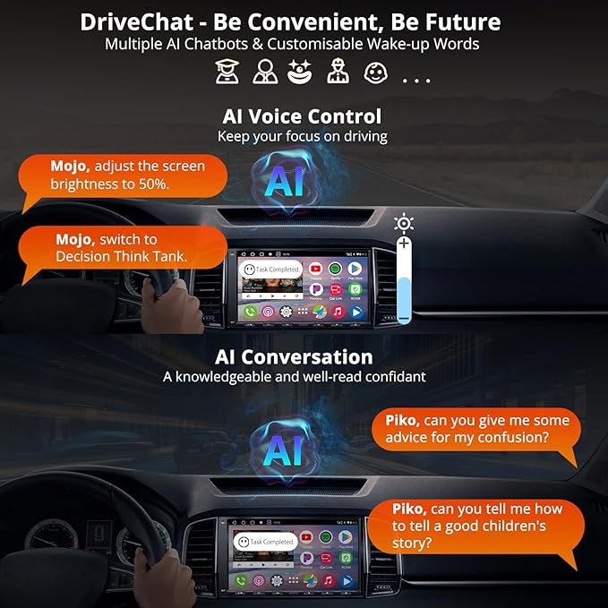 Android Double Din Car Stereo with Backup Camera & OBD2 Scanner, A6PF Ultra 2G+32G 7" Wireless CarPlay & Android Auto Radio with ChatGPT, LRV, WiFi/BT/USB Tethering, GPS Tracker,2 Bluetooth