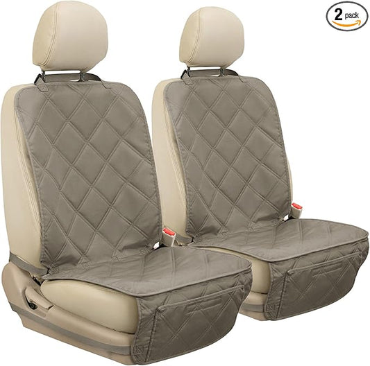 YESYEES Dog Front Seat Covers for Cars, 2 Pack Waterproof Bucket Seat Covers for Dogs with 4 Nonslip Straps, Long-Lasting Pet Car Seat Protector Universal Fit for Cars Trucks and SUVs (Khaki)