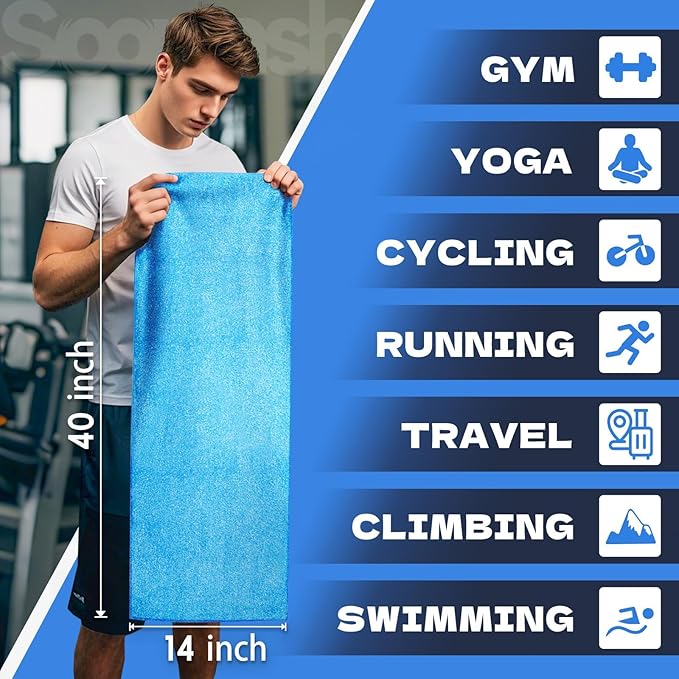 Microfiber Gym Towels for Showering Working Out Quick Dry Negative ions Large Middle Small Sizes Lightweight Gym Towel for Men Women Tennis Sports Towels for Body Hot Yoga Fitness Essentials