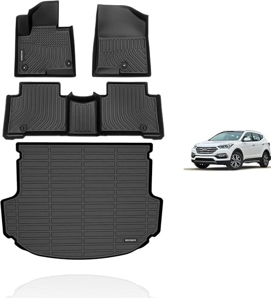 KELCSEECS All Weather Floor Mats & Cargo Liner for 2013 2014 2015 2016 2017 2018 Hyundai Santa Fe Sport(Only 5 Seater) Automotive Car Mats Trunk Liner Floor Liners Trunk Mat Santa Fe Sport Floor Mats