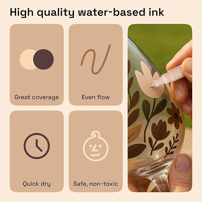 ARTISTRO 12 Skin Tones Paint Markers for Glass, Rock Painting, Ceramic, Wood, Fabric, Scrapbooking, DIY Craft Making, Coloring - Acrylic Paint Pens in Soft Pastel Colors Extra-Fine Tip 0.7mm