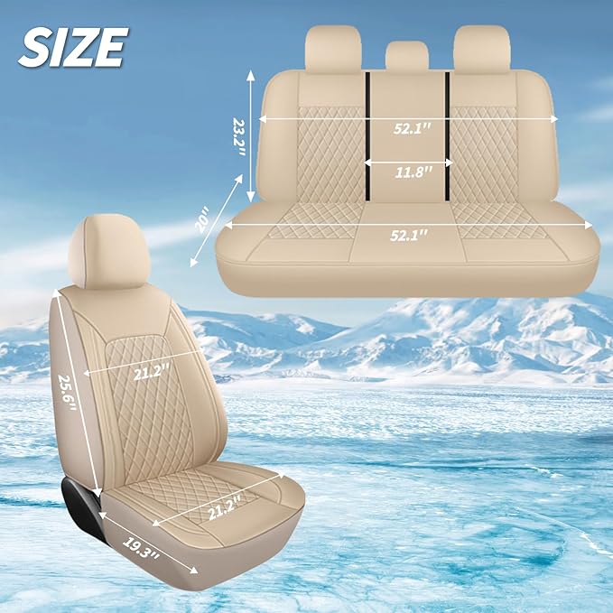 Car Seat Covers,Breathable and Waterproof Leather Seat Covers,Luxury PU Universal Fit Automotive Airbag Compatible for Most Cars Sedans SUV and Truck(2 Pieces,Front Seat,Beige,N1)