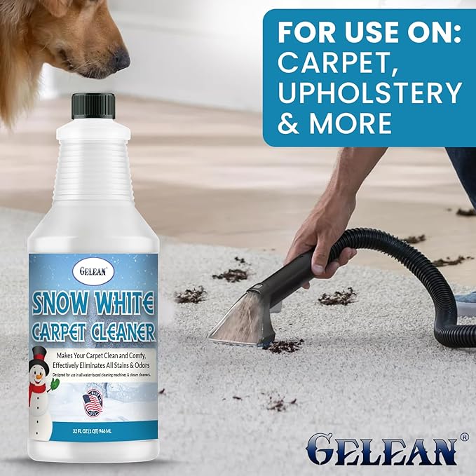 Carpet Cleaner 32oz Rug Extracting Shampoo SNOW WHITE Carpet Cleaner Solution and Machine Use, Removes Even The Toughest Stains and odors, Rug Car Upholstery and Carpets, 32oz