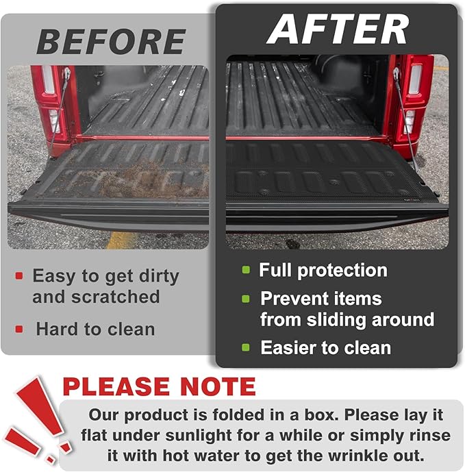 TripleAliners Tailgate Mat Compatible with Ford Ranger 2019-2023 Accessories Truck Tailgate Liner Bed Cover All-Weather Protector Cargo Cover Custom Fit for 2019-2023 Ranger