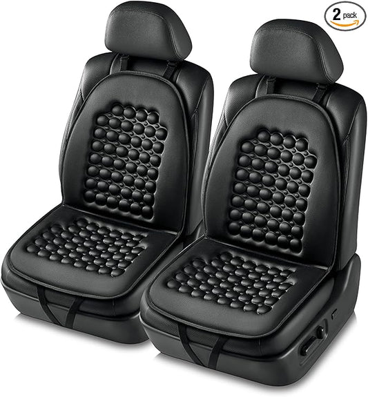 FREMONT AUTO Car Seat Cover Breathable Seat Protector- Made with Premium Polyester Fiber and Massage Magnet Bubble Cushion -Adjustable for Cars Truck SUV Vans, Airbag Compatible (Black 2PCS)