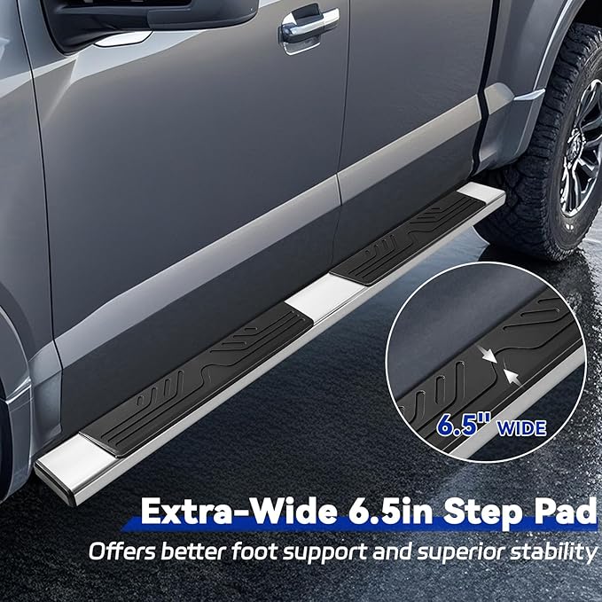 6.5" Running Boards Compatible with Dodge Ram 1500 2019-2025 Quad Cab (Only Fit New Body Style),Side Steps for Truck,Mirror Stainless Steel Nerf Bars