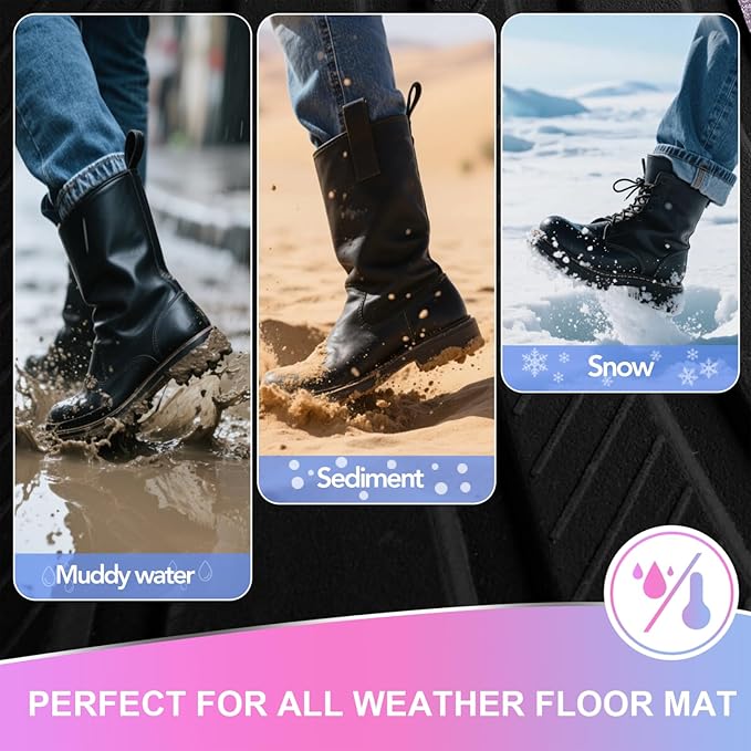 Road Comforts Car Floor Mats Full Set – Front & Rear Car Floor Mats with Aluminum Design, Anti-Slip Backing, All-Weather Protection, Trim-to-Fit Car Mats for Most Sedans, SUVs & Vans - Glitter