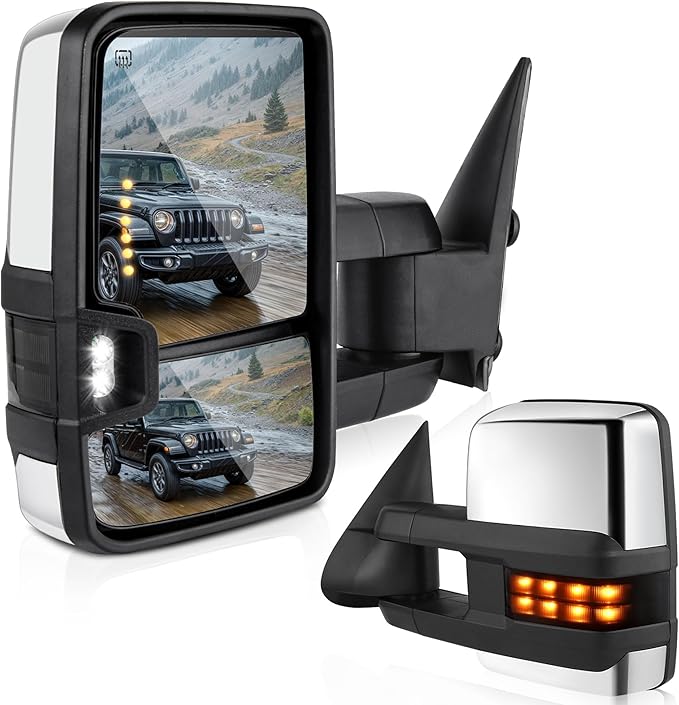 DWVO Towing Mirrors Compatible with Chevy/GMC 2003-2006 and 2007 Classic Model, Tow Mirrors for 2003-2007 Silverado Sierra 1500 2500 3500, Automotive Exterior Mirrors with Heated Power Turn Signal