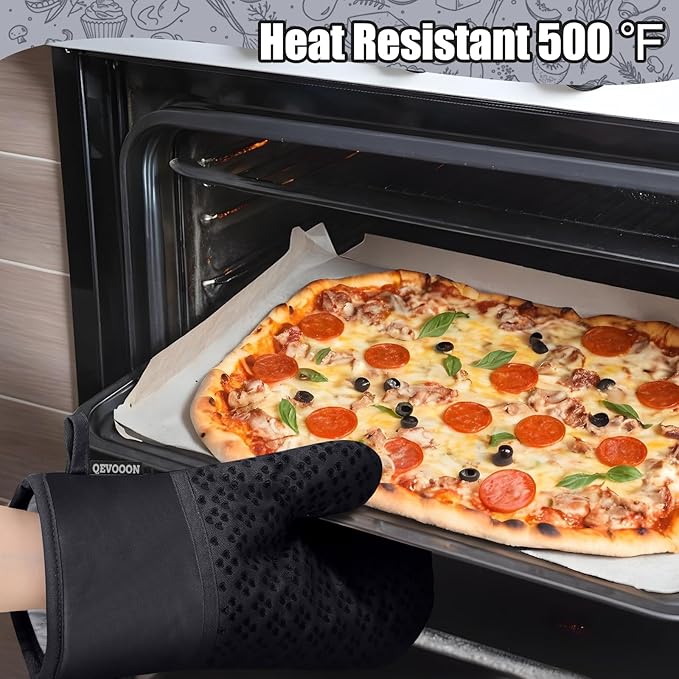 Dish Towels and Dishcloths with Oven Mitts Sets- 100% Cotton Tea Towels for Kitchen- 500 F Heat Resistant Oven Mittens 7.5"x12", Durable Dish Cloths 11.8"x11.8", Absorbent Dish Towels 13.5"x24"