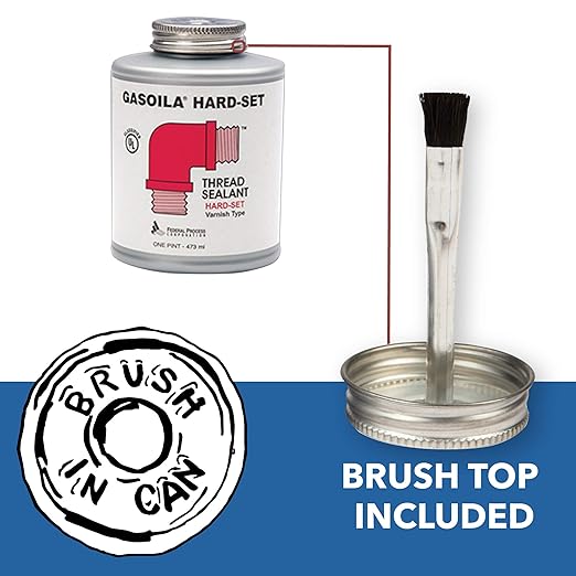 Gasoila Hard-Setting Permanent Thread Sealant, Fast-Drying Red Varnish Sealant for PVC, Metal, Rubber, Wood & More – -100°F to 600°F Temp Range, Brush in Cap Applicator, BT04, 1/4 Pint Can