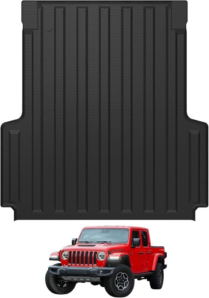 Ecarzo Truck Bed Mat for Jeep Gladiator JT 2025 2024 2023 2022 2021 2020 5FT Custom-Fit Heavy-Duty Odorless TPE Liner Anti-Slip All-Weather Cargo Bed Liner Tailgate Mat Easy-Clean Pickup Accessory