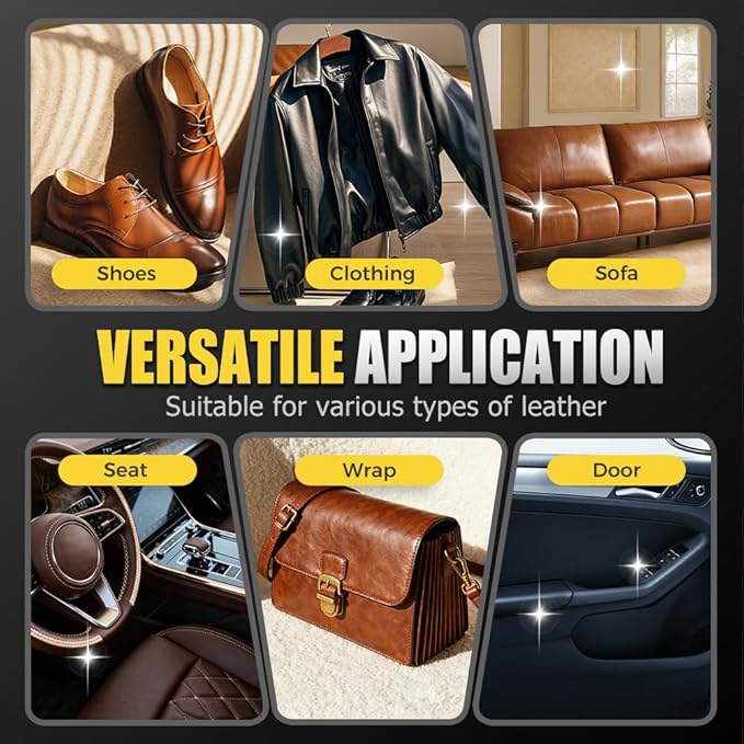 Advanced Leather Repair Gel, 2025 new Leather Repair Kit for Car Seats & Furniture - Repairs Tears/Holes/Cat Scratches on Leather Couch/Sofa/Car Interior, Includes Leather Filler & Brush (Beige)