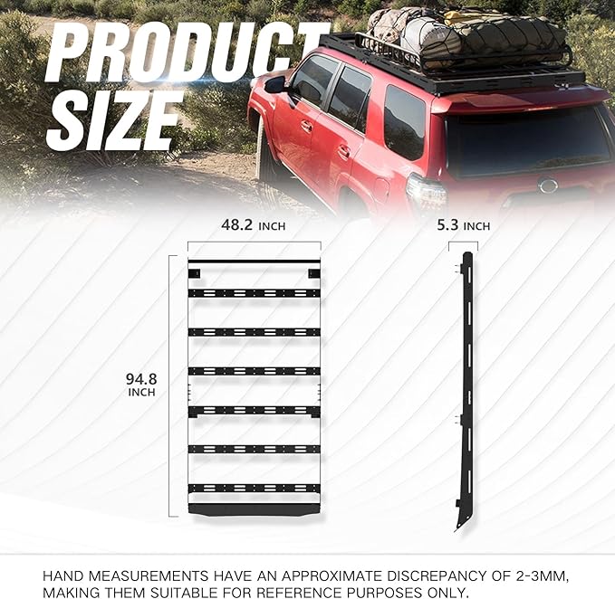 Full Length Roof Rack Cargo Basket Compatible with 2010-2024 Toyota 4Runner 5th Gen Cargo Carrier, Streamlined Heavy-Duty Overland Rooftop Luggage Storage Holder Cargo Racks, 800 LBS Capacity