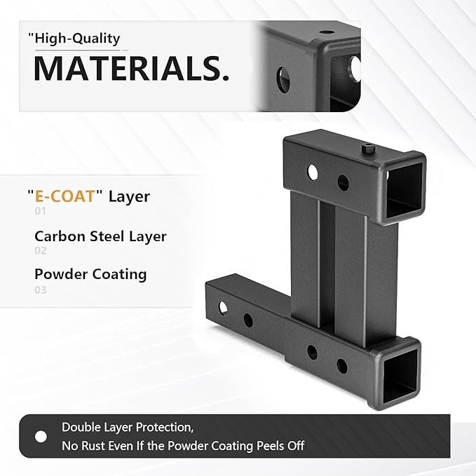 Tow Hitch 2 Inch, Dual Hitch Extender, Drop-Rise Trailer Hitch Adapter Extension, 4000 LBS Capacity Double Receiver Extender Fits Standard 2" Class III & IV Receivers for Cargo Carrier Bike