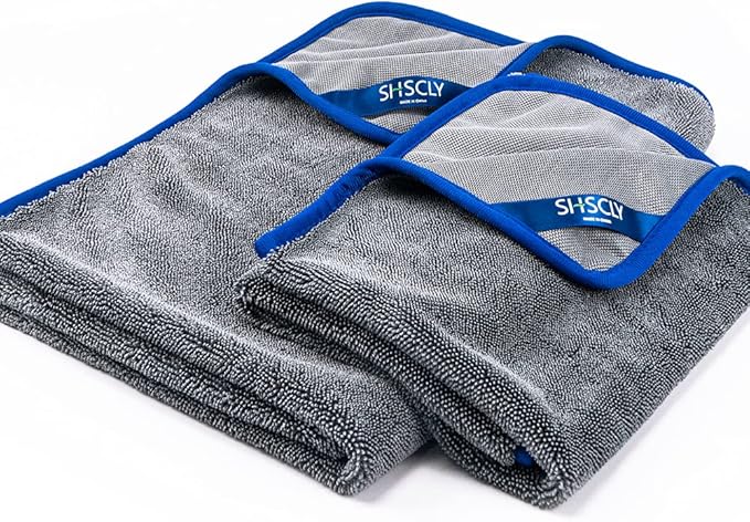 SHSCLY Super Absorbent Microfiber Car Drying Towel, 1 Piece 33" x 29", 1 Piece 24" x 20"