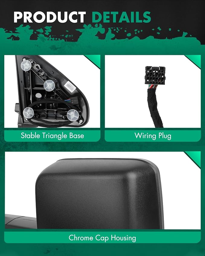 SCITOO Tow Mirrors Compatible with for 2014-2020 For Chevy Silverado For GMC Sierra Pickup Truck Power Adjusted Heated LED Turn Signal Running Width Light Black Towing Mirrors LH RH