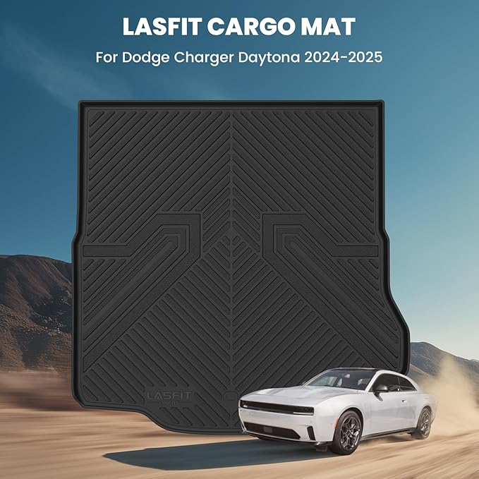 LASFIT Cargo Mat for Dodge Charger Daytona 2024 2025 Scat Pack & R/T, All Weather TPE Custom Fit Trunk Mats Cargo Liners, Black