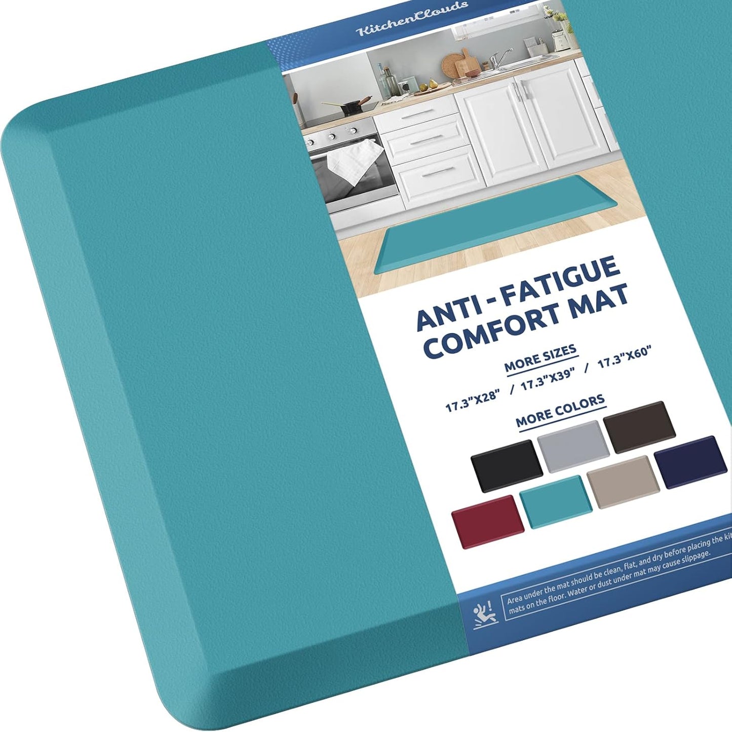 KitchenClouds Kitchen Mat Cushioned Anti Fatigue Kitchen Rug 17.3"x39" Waterproof Non Slip Kitchen Rugs and Mats Standing Desk Mat Comfort Floor Mats for Kitchen House Sink Office (Green)