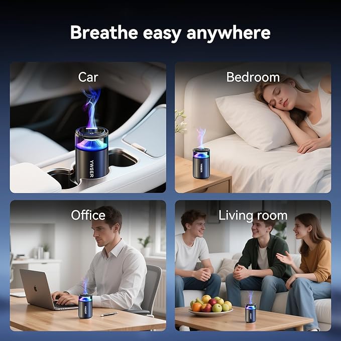 2025 Upgraded Smart Car Air Freshener Diffuser, New Car Smell Air Freshener Long Lasting, Auto On/Off, Adjustable Modes, Car Scent with 8 Ambient Lights, Car Diffusers for Essential Oil(Grapefruit)