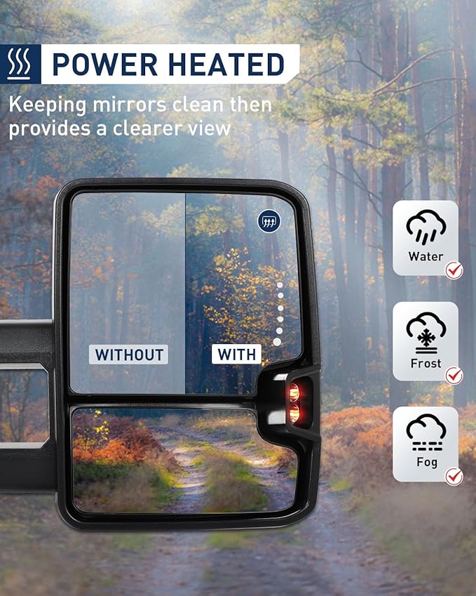 ECCPP Tow Mirrors Towing Mirrors Compatible With 2003-07 For Chevy For GMC Pickup With Left Right Side Power Adjusted Heated Arrow Light Width Light With Black Housing