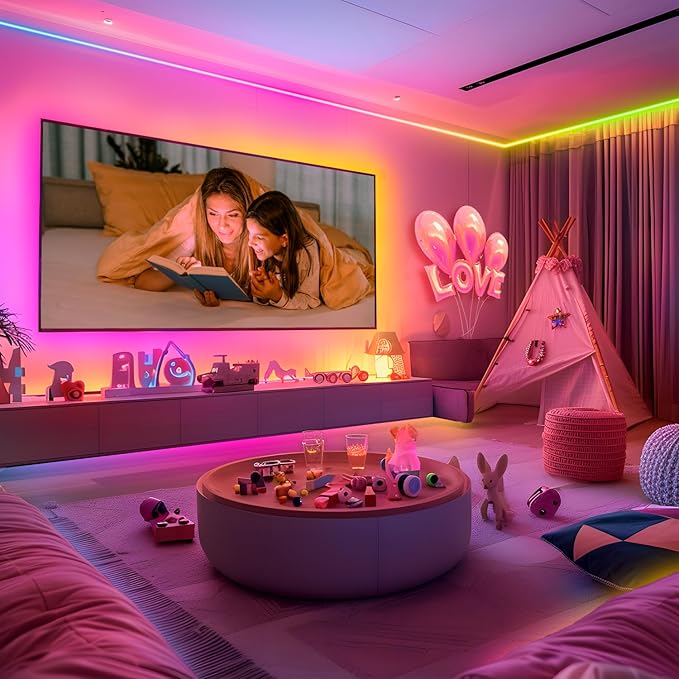 100 ft(2 Rolls of 50ft) IC+RGB,Led Lights for Bedroom,Music Sync Color Changing,Led Strip Lights,with Remote App Control Led Strip,Led Lights for Room Home Kitchen Decor Party